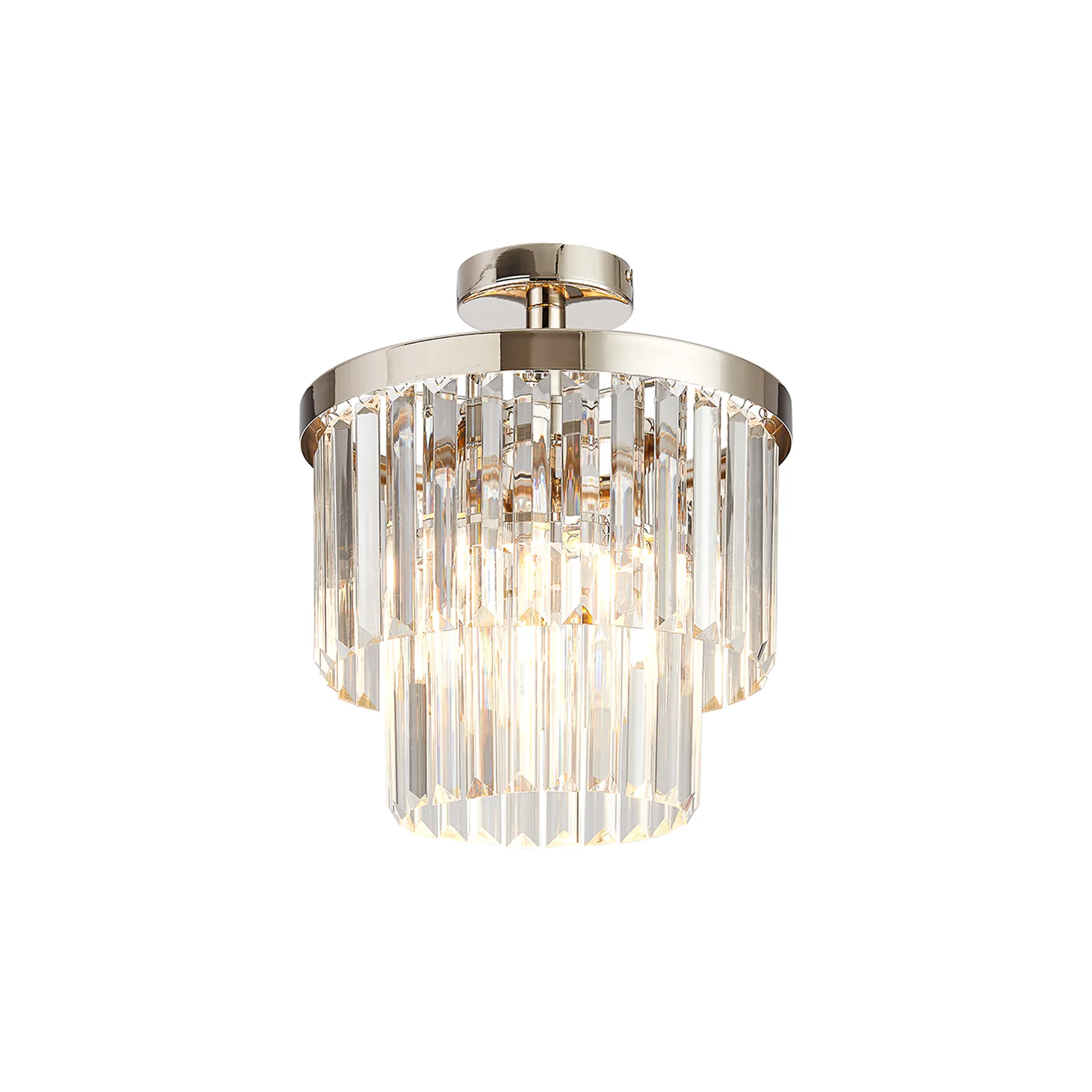 D0979PN  Cosette Semi Flush Ceiling, 3 Light E14, Polished Nickel/Clear Crystal